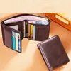 Genuine leather mens designer wallets Rfid-protected Great quality male short style cowhide zero card purses multi-function clutchs no480