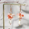 Boucles d'oreilles pendantes 1 paire, pendentif fleur rétro, crochets d'oreille, accessoires de décoration Hanfu, bijoux de Style chinois, cadeau pour femmes et filles