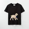 100％コットン刺繍犬レディースTシャツメンズTシャツカップルカジュアル3カラースタイルデザイナーシャツサイズ通気性快適M-215R