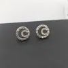 2022 Orecchino a bottone di forma rotonda con ciondolo di alta qualità con diamante scintillante in color platino placcato per il regalo di gioielli da sposa da donna hanno 2392
