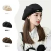 Koreansk version av Autumn and Winter Woolen Metal Beret Children's Octagonal Hat med stort huvud, litet ansikte, fashionabla konstnärliga