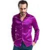 Men's Performance Shirt Faux Silk Slim Long Sleeve Shirts Mercerized Multi Color Party Shirt Banquet Costume oversized250c