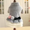 Dog Apparel Winter Warm Dogs Dress Lovely Bow-tie Princess Dresses Cute Hairball Skirt Coat For Chihuahua Teddy Pet Supplies