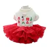 Vestuário de cachorro festivo vestido de animal de estimação vestido de princesa de natal bordado requintado fofo durável para cães pequenos a médios gatos