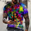 DIY T-Shirt 834 European and American Foreign Trade Summer European and American Watercolor Painting Round Neck T-shirt 3D Digital Printing