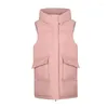 Women's Vests Zipper Hood Warm Waterproof Vest Sleeveless Down Cotten Coat Brand Solid Mid Length Winter Jackets For Women 2023