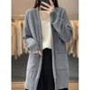 Pull en cachemire à manches longues pour femme, tricot haut de gamme, tricoté, doux, Kimono, manteau en laine Pure, Cardigans à col en v, collection automne et hiver 2023