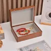 Smyckespåsar högkvalitativ valnöt Mini Box Simple Design Natural Wood Necklace Rings Armelets Juvel Display Organizer Case