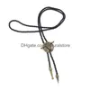 Cravates de cou Mode Western Bl Head Bolo Cravate Collier Rétro Alliage Pull Chaîne Noir Long Ornements Drop Livraison Accessoires Dherw