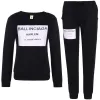 MDE Two Black Grey O-Neck Pullover Letter Code de Set Kläder Chandal Women's Two Y200110 Alfabetiska koder