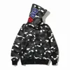 Erkek En İyi Gemi Hoodies Tasarımcı Erkek Kadın Köpekbalığı Full Zip Boya Hoodie Et Renk Grid Sta Camo Sweatshirt Moda Çok Molor Kamuflaj Pamuk Hoodys 1-1