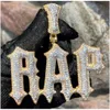 Aangepaste naam A-Z Letters hanger ketting gepersonaliseerde Charms Iced Out Prong Setting Trap Rapper mannen vrouwen geschenken met M 24 inch touw Drop Del