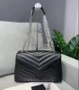 2023 Borsa a tracolla di lusso Tote Nera Marca Loulou Designer a forma di Y Cucitura in pelle da donna Catena in metallo Confezione regalo a conchiglia di alta qualità Messenger all'ingrosso