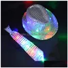 Party Hats Fashion Kids Adt Led Light Up Tie Sequin Jazz Fedora Hat Flashing Neon Gift Costume Cap Birthday Carnival Drop Delivery Hom Dhoyl