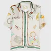 23ss Casablanca silk casual shirt Jewelry Men and Women Lovers' Same White Twill Silk Short Sleeve Shirt214T