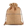 Geschenkpapier, umweltfreundlich, Mini-Sackleinen, Jute-Sack, Leinen, Dstring-Beutel, Schmuckbeutel, Beutel, Weihnachtsverpackung, Drop-Lieferung, Hausgarten, Dhcwk