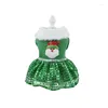 Vêtements de chien Robe de Noël pour animaux de compagnie pour petits chiens Chats Hiver Elk Vêtements imprimés Princesse Bowknot Costume Vêtements