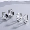 Hoop Earrings Horse Eye Shape Zirconia Single Diamond Simple Small Geometric Black Ear Jewelry Wholesale