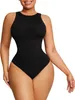 Body-Hugging T-Shirt Bodysuit Tops for Women Soft Crew Neck Body Suits Thong Jumpsuit