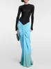 Tweedelige jurk BEVENCCEL 2023 damesset doorschijnend zwart gaas strak kledingstuk drop blauw fishtail 2-delig sexy elegant 230914