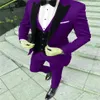 Terno Casamento Mężczyźni garnitury 3 sztuki Slim Fit Suits Business Groom Purple Tuxedos dla mężczyzn Formalne garnitur ślubny Blazer Spods Vest2927