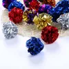 Colore casuale Multicolor Mylar Crinkle Ball Cat Toys Anello di carta Giocattolo per gatti Suono interattivo Anello di carta Gattino che gioca Balls1238R