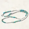 SN1101 Howlite Jasper Mala Pulseira 108 Contas Mala Wrap Pulseira ou Colar Reiki Rosário Oração Pulseira de Lótus 298F