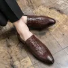 Kledingschoenen Krokodilpatroon Leer Voor Heren Klassiek Italiaans Casual Feest Bruiloft Loafer Hombre Instappers Schoeisel Zapatos