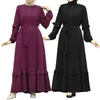Ethnic Clothing Saudi Arabian Hui Conservative Women's Dress Middle Eastern Muslim Solid Color Zipper Pullover Long Sleeve Daily Abaya