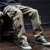 Herren Jeans M-8XL High End Baggy Cargo Hosen Männer Plus Größe Multi Tasche Casual Lose Breite Bein Lange Hosen J230915