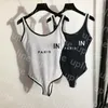 Designer Women One Piece badkläder brevtryck biquinis simning baddräkt sexig rygglös baddräkt