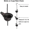 Garden Decorations Metal Rain Chain Feet Birds On Cup Gutters With Attached Downspout Alternative Hanger Chains Eaves Drainage