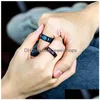 Bagues de bande Mode Son roi et sa reine Couples Couronne en acier inoxydable Bleu Violet Bague pour femmes Hommes Bijoux Saint Valentin G DHFJS