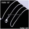 Kedjor BK 1mm 925 Sterling Sier Box Choker Halsband för kvinnliga män smycken hänge gör 16 18 20 22 24 tum droppleverans hängen DHGKP