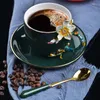 Kupalar el yapımı emaye boyalı yüksek dereceli kahve fincan tabağı Avrupa tarzı kupa seramik ikindi çay içecek eşyası