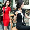 Two Piece Dress IZICFLY Summer Blazer Suit Women Formal Uniform Designs Lady Red Blaser Femeninos Elegant Business Office Wear Set with Skirt 230914