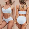 Finetoo Diepe V Tops Slipje Set Bh's Sexy Brief Band Bralette Top Vrouwen Ondergoed Meisjes Slips Vrouwelijke Lingerie M-2XL Y091220R