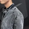 Men s jackor Retro American Denim Jacket Men Coats Slim Fiting Standing Collar for Casual Zip Up Autumn Warm Jacket Clothing 230915