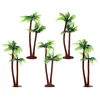 Decorações de jardim tinksky 5 pçs miniture decoração plástico coqueiro palmeira potes em miniatura bonsai artesanato micro paisagem diy decoração