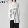 Men S Casual Shirts PFNW Autumn Long Sleeve Asymmetrical Print White Cotton High Street Japanese Gothic Women 12Z22 230915