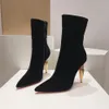 Veet Tobillo Metal Tacón alto Botas con cremallera Punta puntiaguda Zapatos de vestir de fiesta Diseñador de mujer Zapatos de fiesta de moda Calzado de fábrica Botas de primera calidad