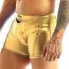 Sous-vêtements Hommes Sexy Rivet Faux Cuir PU Latex Shorts Boxers Érotiques Évider Mâle Culotte Fétiche Gay Club Wear253u