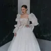 Vestidos sexy urbanos glittery querida uma linha de casamento sem costas destacável manga longa moderno vestido de noiva robe de marie 230914
