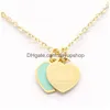 Luxury Designer 10Mm Pink Heart Pendant Necklaces Women Gold Chains Jewellery Stainless Steel Valentine Day Gifts Drop Delivery