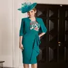 Chic Turquoise Mère De La Robe De Mariée Avec Veste Élégante 2 Pièces Broderie Invité De Mariage Robe De Soirée Formelle Fuchsia Marine Occasion Spéciale Porter 2023