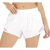 LU-2061 Mesh patchwork breathable sports shorts Women running anti-slip yoga shorts fake two fitness shorts