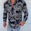 Mannen Casual Shirts Mode Voor Mannen Lange Mouw Bloemenprint Shirt Herfst Jurk Camisa Knop Turn-Down Kraag mannelijke Top349Z