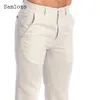 Pantalons pour hommes Pantalon en lin décontracté pour hommes, pantalon en lin solide blanc gris, grande taille 3xl, pantalon de survêtement élégant pour hommes, Streetwear 230915