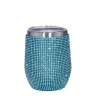 UPS 12 oz Bling Tumbler com Strass Diamante Copo de Vinho Copo Isolado de Aço Inoxidável com Palha Glitter Vácuo Térmico JJ 9.15