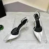 Moda dedo do pé apontado sandálias sexy 2023 novo verão sapatos femininos decoração de cristal sapatos de couro genuíno sapato feminino tamanho 35-40 quente